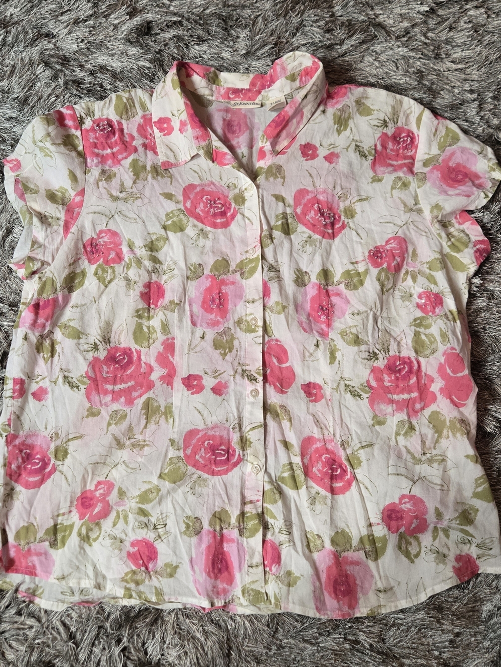 St. Johns Bay Floral Print Cotton Blouse